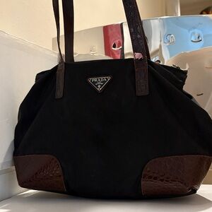 Prada Black and Brown Shoulder Bag